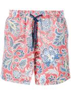 Etro Paisley Print Swimming Trunks, Men's, Size: Large, Red, Nylon