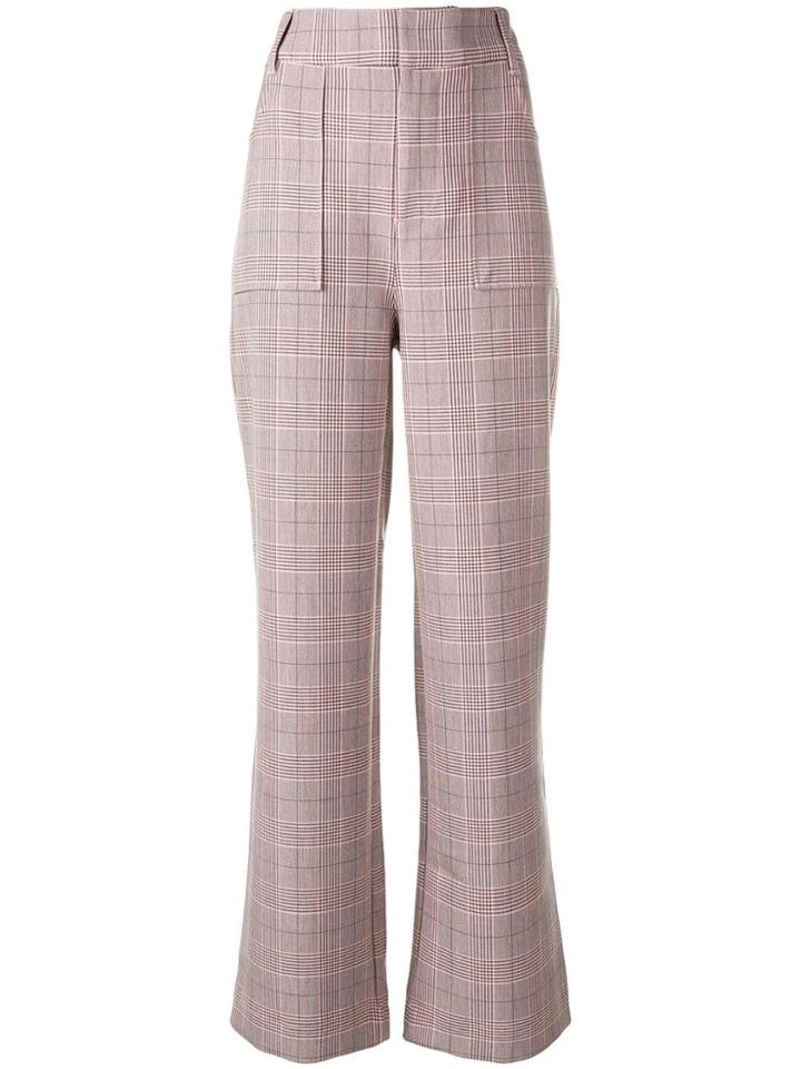 Ganni Checked Flared Trousers - Pink