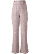 Ganni Checked Flared Trousers - Pink
