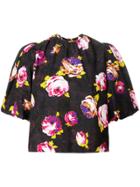Msgm Floral Puffed Sleeve Blouse - Black