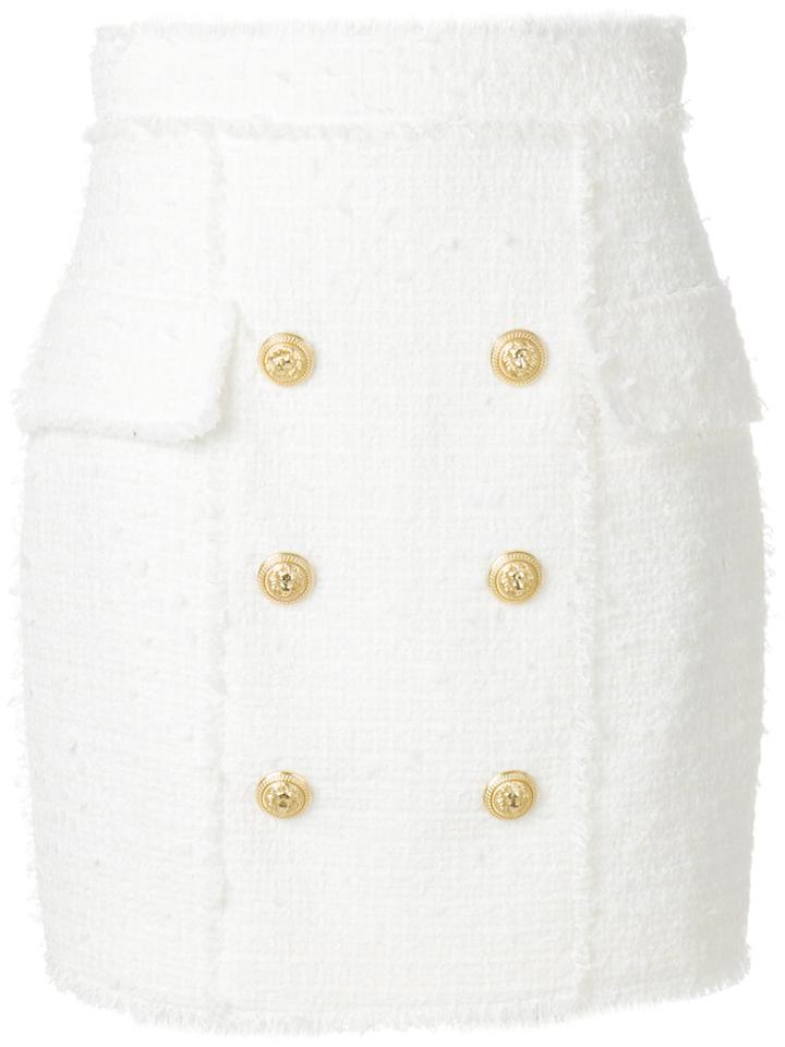 Balmain Button Embellished Skirt - White