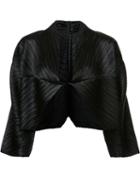 Pleats Please By Issey Miyake Pleated Cropped Jacket, Size: 5, Black, Polyester