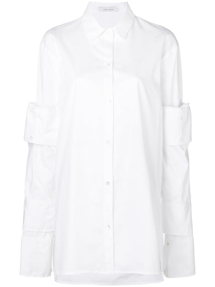 Delada Double Sleeve Long-line Shirt - White