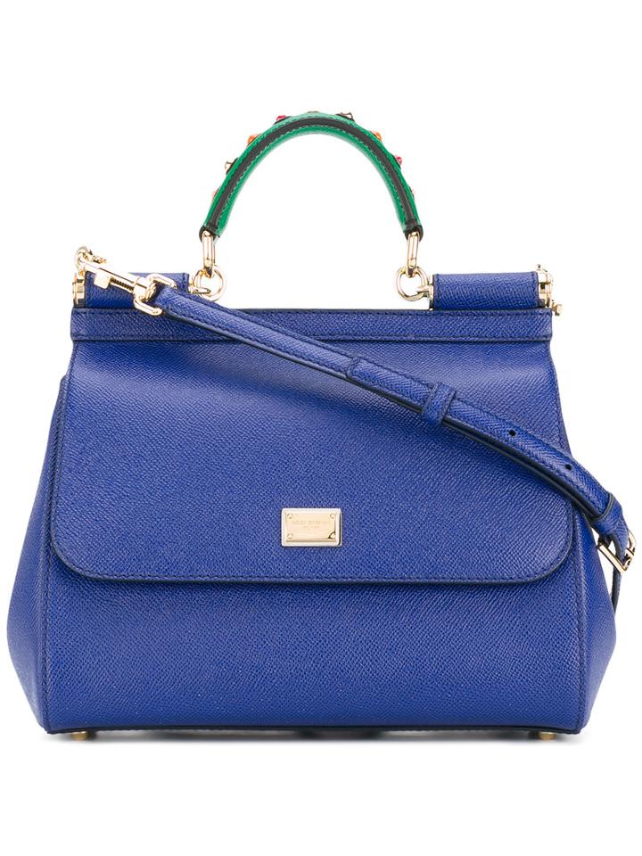 Sicily Tote - Women - Calf Leather/plastic/metal - One Size, Blue, Calf Leather/plastic/metal, Dolce & Gabbana