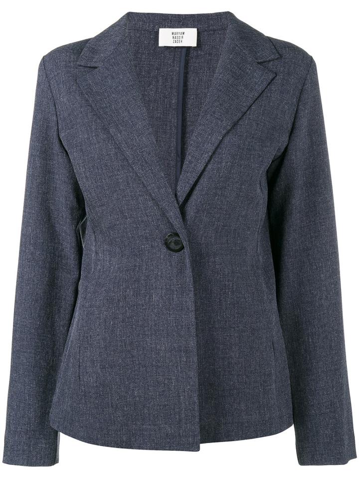 Maryam Nassir Zadeh - Single Button Blazer - Women - Polyester/polyurethane - 6, Women's, Blue, Polyester/polyurethane