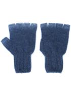 The Elder Statesman 'heavy Spray' Fingerless Gloves, Adult Unisex, Blue, Cashmere