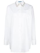 Prada Embellished Collar Longline Shirt - White
