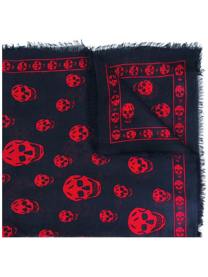 Alexander Mcqueen 'skull' Scarf, Women's, Size: Small, Blue, Silk/modal