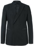 Emporio Armani Double Breasted Blazer, Men's, Size: 48, Black, Silk/cotton/polyester/virgin Wool