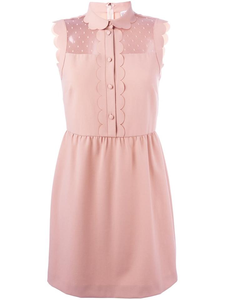Red Valentino Sleeveless Scalloped Trim Dress, Women's, Size: 40, Nude/neutrals, Polyamide/polyester/viscose/spandex/elastane