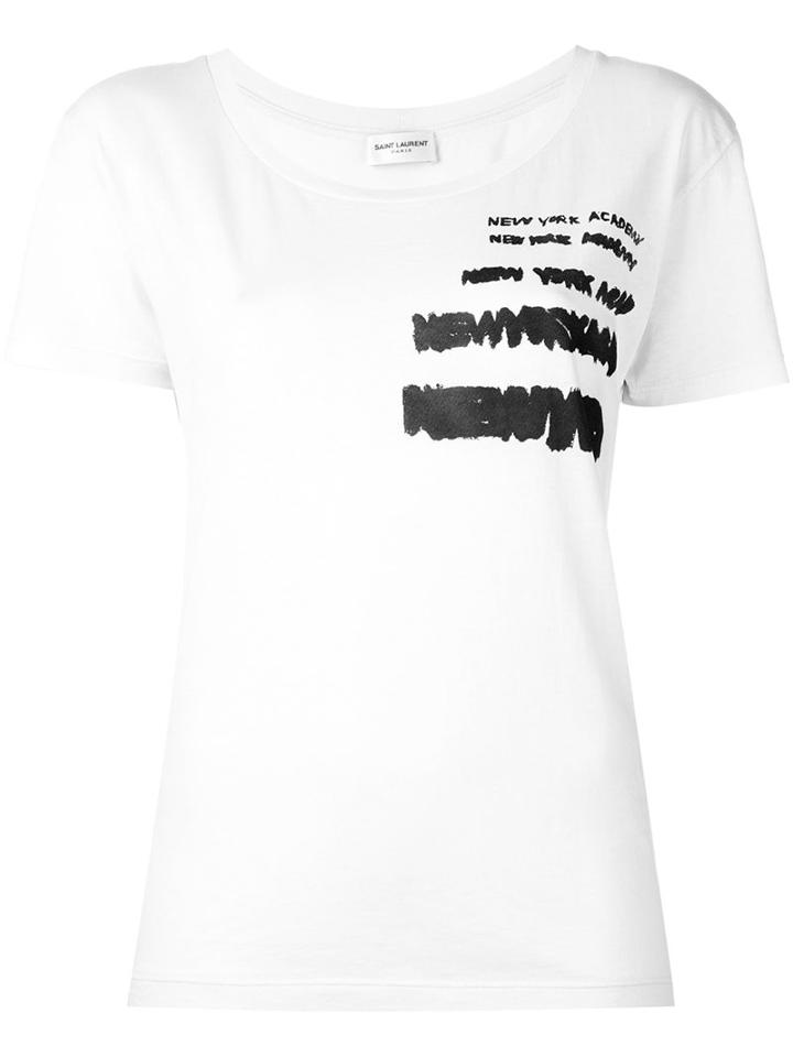 Saint Laurent Repeat Print T-shirt, Women's, Size: Medium, White, Cotton