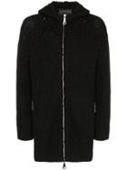 Martin Diment Long Line Zip-front Knit Hoodie - Black