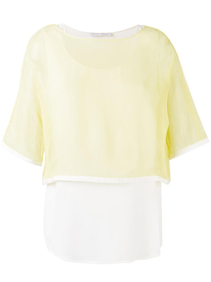 Fabiana Filippi - Double-layer Top - Women - Silk/acetate/viscose - 44, Yellow/orange, Silk/acetate/viscose