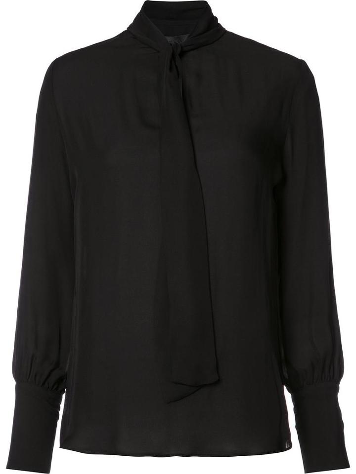 Nili Lotan Tie Front Blouse, Women's, Size: Small, Black, Silk