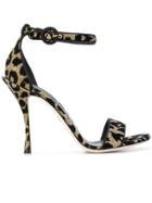 Dolce & Gabbana Keira Leopard Print Sandals - Metallic