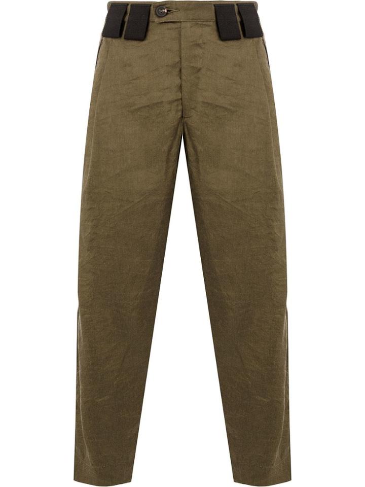 Ziggy Chen Contrast Belt Loops Cropped Trousers - Brown