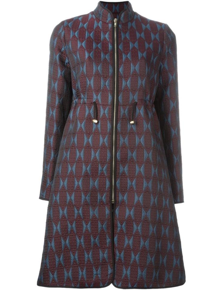 Mary Katrantzou Farfelle Jacquard Coat, Women's, Size: 8, Pink/purple, Cotton/polyamide/polyester