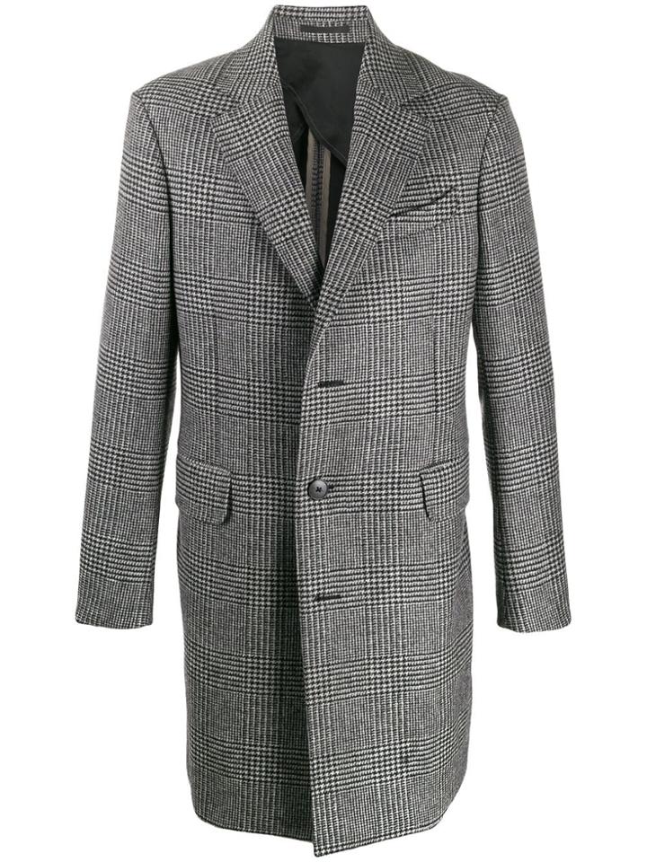 Z Zegna Straight Fit Checked Coat - Grey
