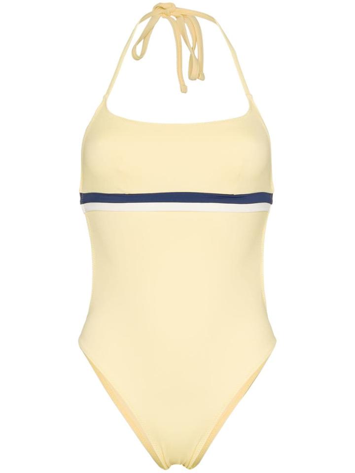 Solid And Striped Marina Open Back One Piece Swimsuit - Yellow &