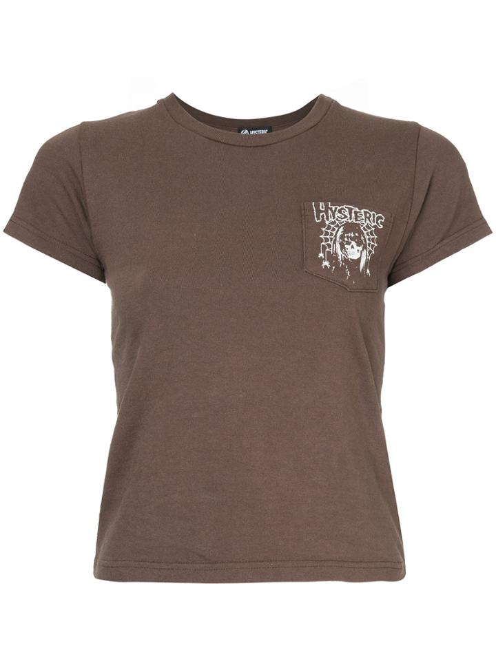 Hysteric Glamour Spider Web Girl Pocket T-shirt - Brown