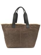 Brunello Cucinelli Shearling Lined Tote Bag - Grey