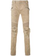 Balmain Ripped Slim-fit Jeans - Nude & Neutrals