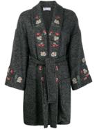 Red Valentino Floral-embroidered Coat Coat - Grey