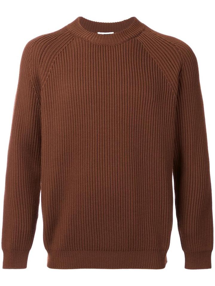 H Beauty & Youth. Ribbed Jumper, Men's, Size: Small, Brown, Wool