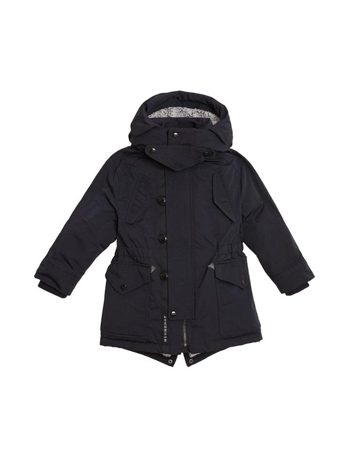 Burberry Kids Detachable Hood Down-filled Parka Coat - Blue