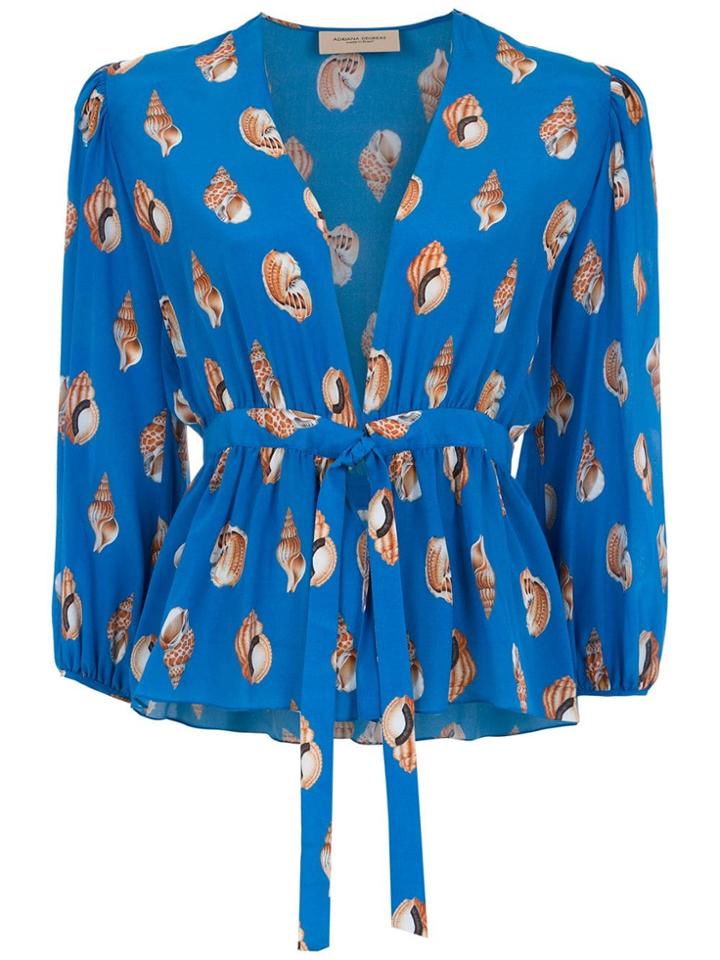 Adriana Degreas Silk Conchiglie Shirt - Blue