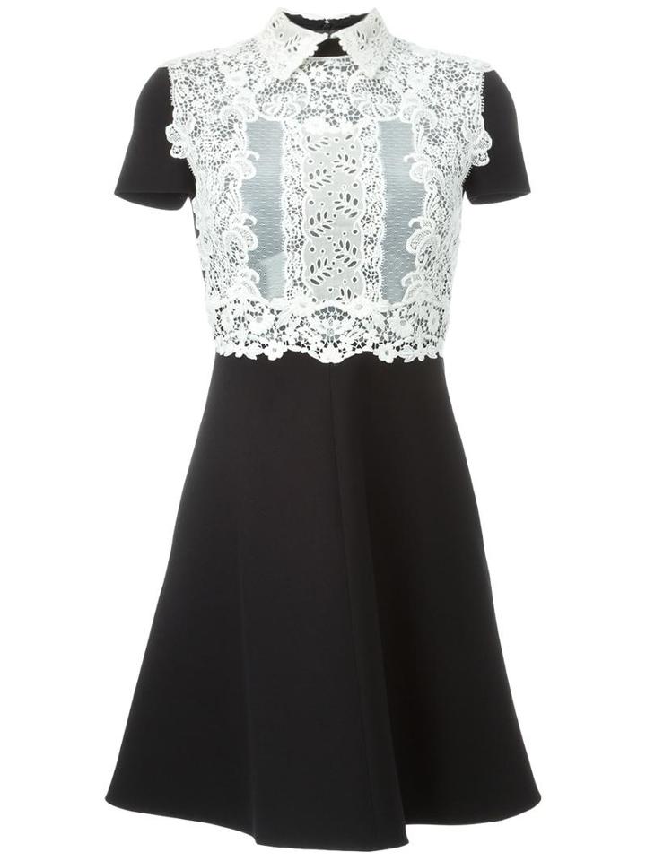 Valentino Lace Top A-line Dress, Women's, Size: 40, Black, Cotton/nylon/polyester