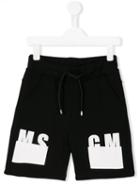 Msgm Kids Logo Print Shorts, Boy's, Size: 8 Yrs, Black
