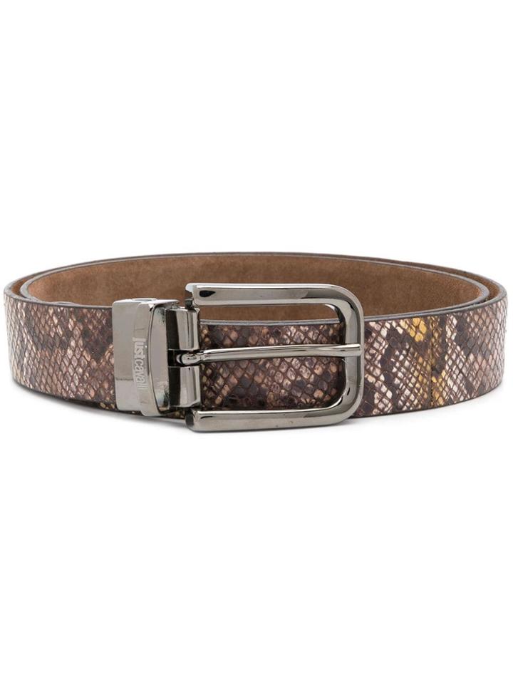 Just Cavalli Scale Buckled Beelt - Brown