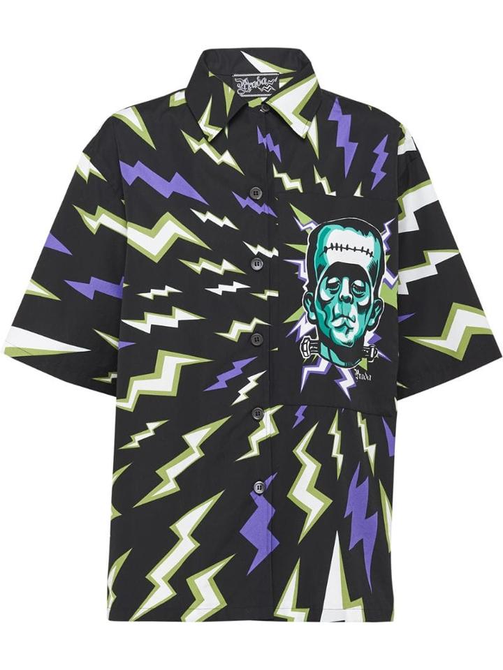 Prada Lightning Bolt Print Shirt - Green