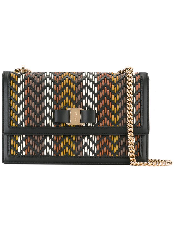 Salvatore Ferragamo Zig-zag Crossbody Bag, Women's, Black, Leather