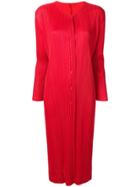 Pleats Please By Issey Miyake Long Pleated Coat - Red