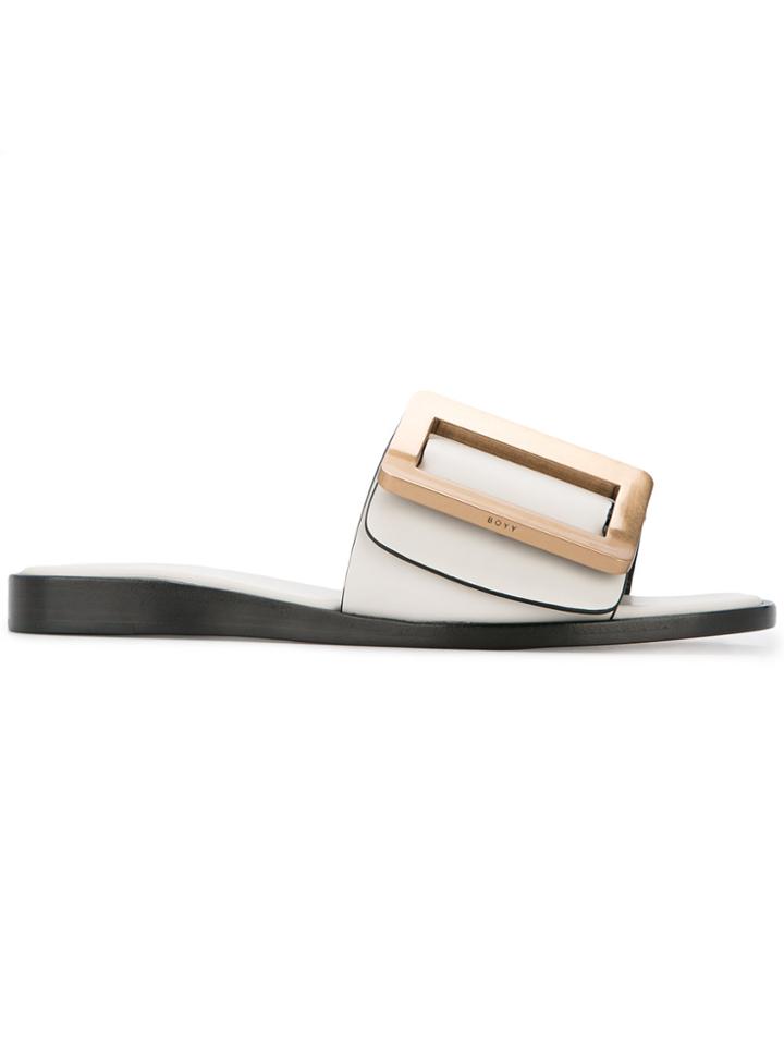 Boyy Buckle Detail Mules - White