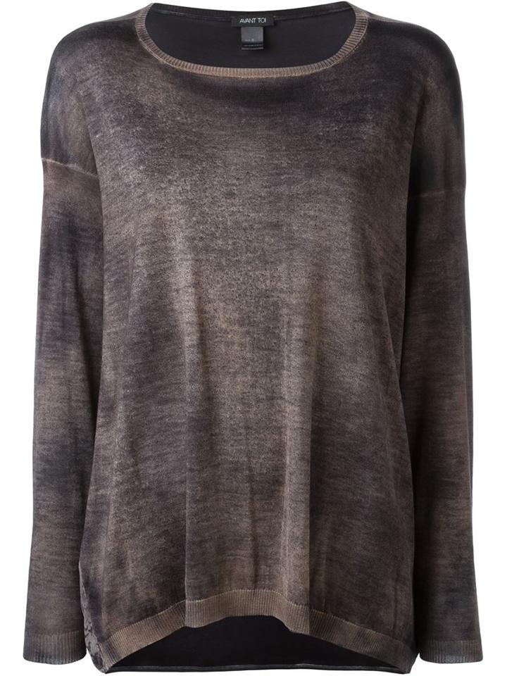 Avant Toi Melange Boat Neck Knitted Top, Women's, Size: Small, Brown, Silk/cashmere