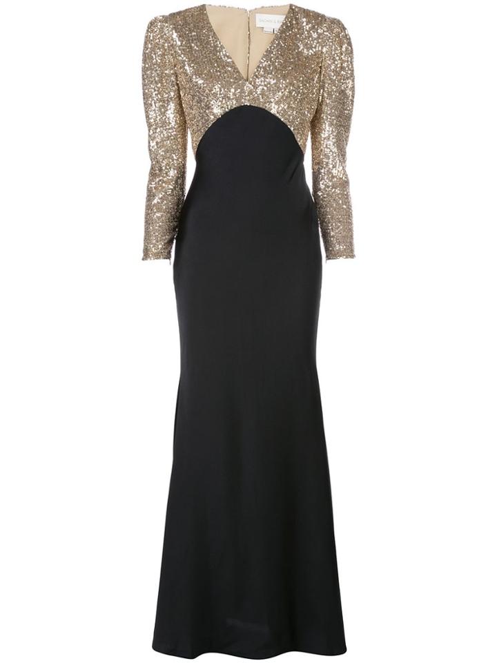 Sachin & Babi Sequin Embroidered Gown - Gold