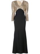 Sachin & Babi Sequin Embroidered Gown - Gold