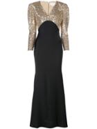 Sachin & Babi Sequin Embroidered Gown - Gold