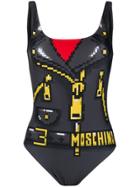 Moschino Pixelated Jacket Print Swimsuit - Grey