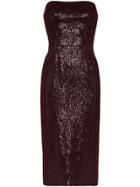Haney Martina Strapless Sequin Midi Dress - Red