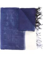 Suzusan Frayed Scarf, Adult Unisex, Blue, Cotton/silk