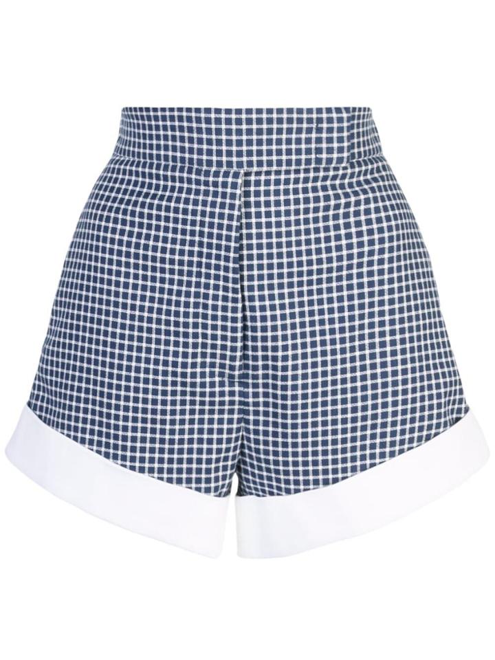 Sara Battaglia Check Print Cuffed Shorts - Blue