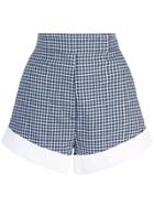 Sara Battaglia Check Print Cuffed Shorts - Blue