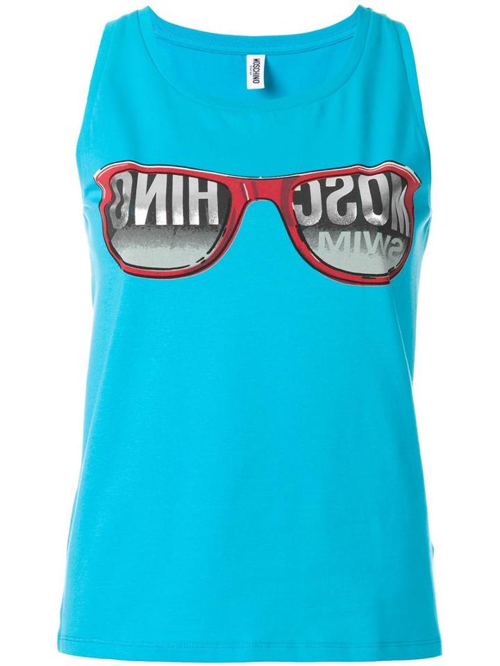 Moschino Swim Canotta Tank, Women's, Size: Xs, Blue, Cotton/spandex/elastane
