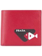 Prada Stamped Classic Wallet - Red