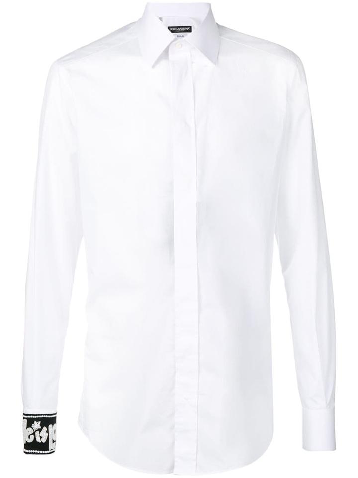 Dolce & Gabbana Beaded Cuff Shirt - White