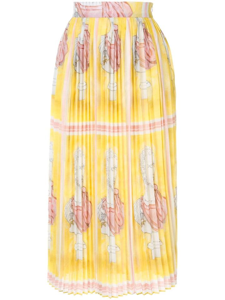 Tata Naka Pleated Printed Skirt - Yellow